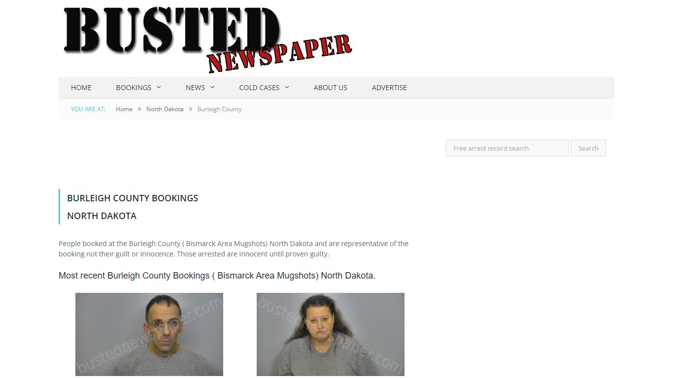 Burleigh County, ND ( Bismarck Area ND ) Mugshots - BUSTED NEWSPAPER