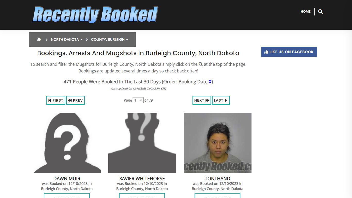 Bookings, Arrests and Mugshots in Burleigh County, North Dakota