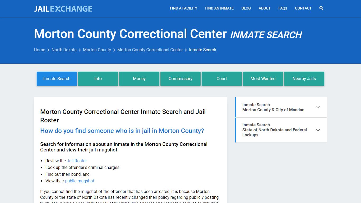 Morton County Correctional Center Inmate Search - Jail Exchange