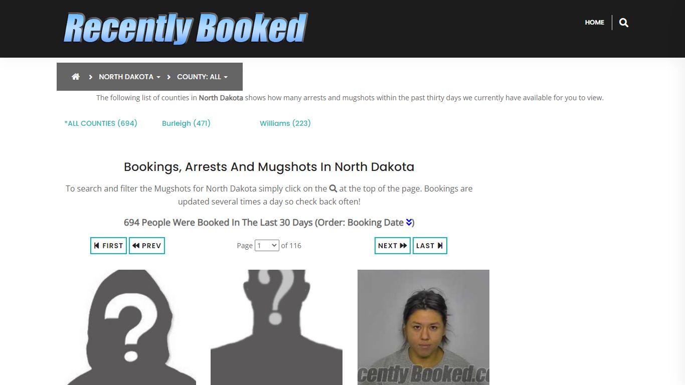 Recent bookings, Arrests, Mugshots in North Dakota - Recently Booked